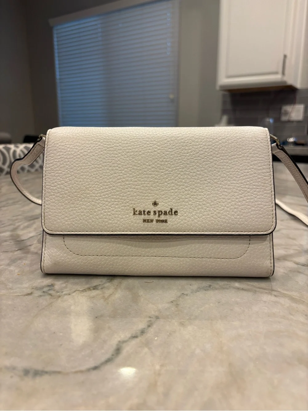 kate spade Cream Pebbled Leather Flap Crossbody